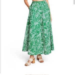 Tabitha Brown x Target Linear Floral Print Maxi Skirt Green Small